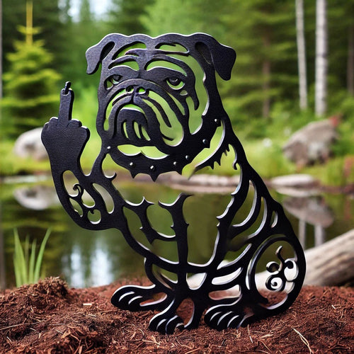 Funny Bulldog Metal Garden Decor